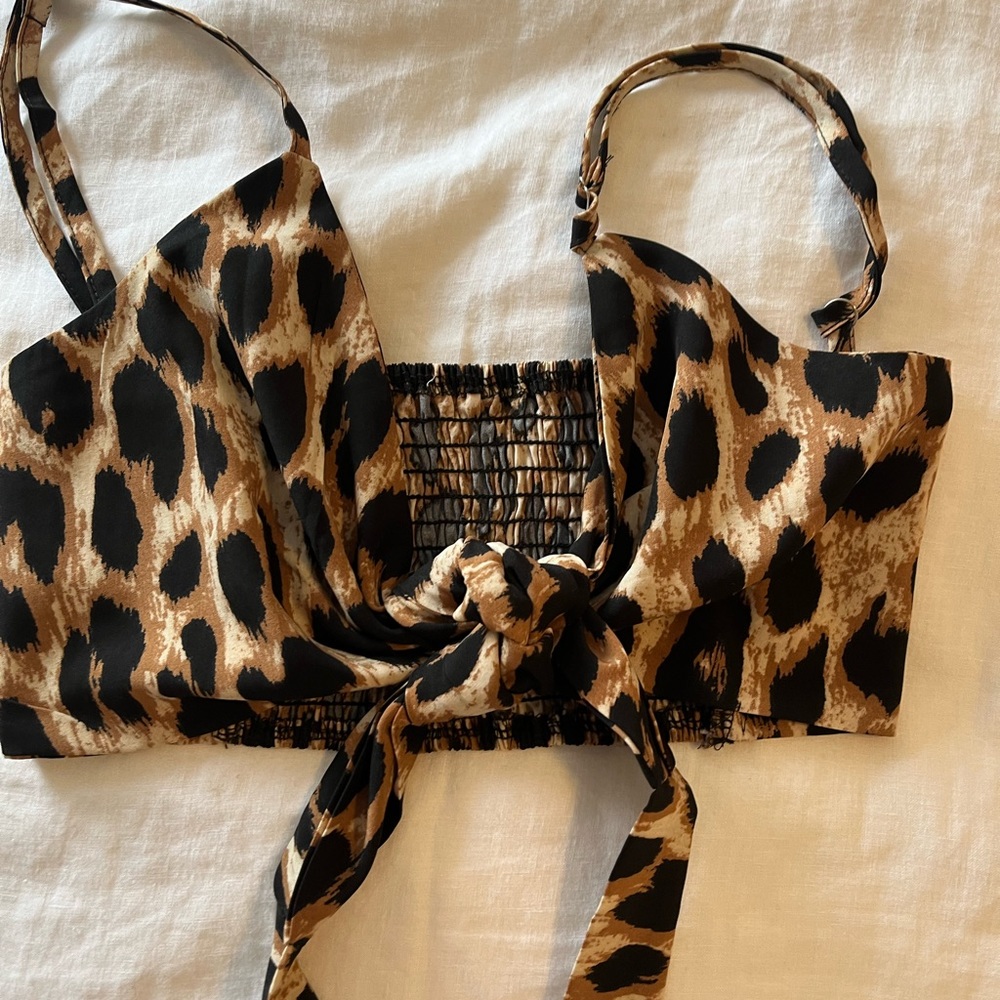 Wrap around cheetah print tank top